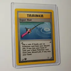 Super Rod 103/111 Neo Genesis Pokemon 1st Edition Trainer WOTC Common LP-NM - Image 1