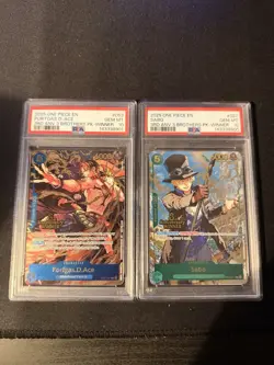 One Piece CCG 3rd Anniversary Winner Gold Ace And Sabo Psa 10 Sequential - Image 1