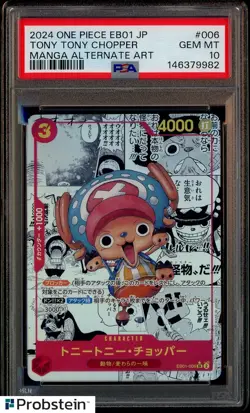 2024 One Piece EB01 Japanese #006 Tony Tony Chopper Manga Alternate Art PSA 10 - Image 1