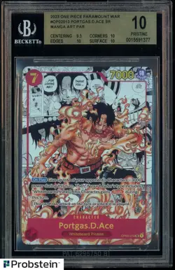 2023 One Piece Paramount War OP02013 Portgas D. Ace SR Manga Art BGS 10 PRISTINE - Image 1