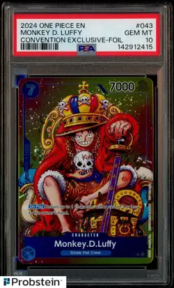2024 One Piece EN Convention Exclusive Foil #043 Monkey D. Luffy PSA 10 GEM MINT - Image 1