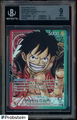 2022 One Piece Romance Dawn OP01 Monkey D. Luffy Pre-Errata BGS 9 MINT - Image 1