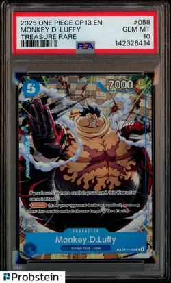 2025 One Piece OP13 EN Treasure Rare #058 Monkey D. Luffy PSA 10 GEM MINT - Image 1