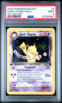 Pokemon Card Dark Hypno 9/82 1st Edition Holo PSA 9 WOTC Team Rocket - Image 1