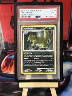 Pokemon Tyranitar Stormfront Rare 30/100 PSA 9 Mint Regular 140 HP Card 2008 - Image 1