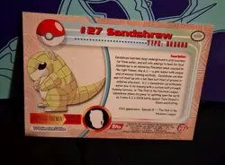 Sandshrew #27 BLUE Logo 1999 Topps TV Series 1 Non Holo Nintendo Pokemon Card NM - Image 2