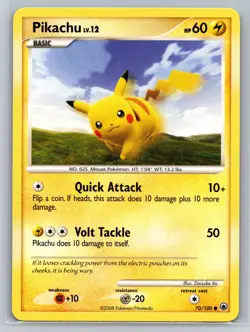 Pikachu 70/100 Stormfront Pokemon Card Electric Type Quick Attack Volt Tackle - Image 1