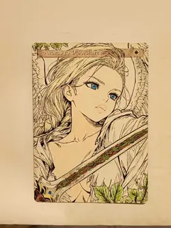 Hand Painted Altered Art Mtg land card Anime girl Swords to Plowshares Commander - Image 1