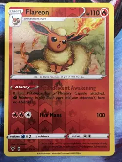 Pokemon TCG Flareon SWSH Vivid Voltage 026/185 Reverse Holo Rare Card NM - Image 1
