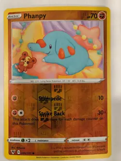 Phanpy 086/185 Vivid Voltage Pokemon Reverse Holo Foil Nice! - Image 1