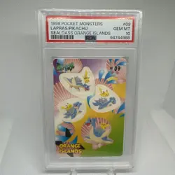 PSA 10 1999 Pocket Monsters Sealdass Orange Islands #09 LAPRAS/PIKACHU - Image 1