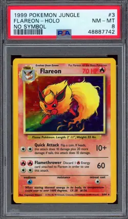 PSA 8 Pokemon 1999 Jungle No Symbol Flareon Holo #3 - Image 1