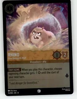 Disney Lorcana Reign of Jafar Cold Foil Rhino One-Sixteenth Wolf 15 NM/NP - Image 1