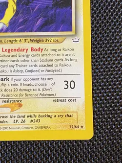 Raikou 22/64 1st edition Neo Revelation Rare WOTC Pokemon Card LP+ - Image 4