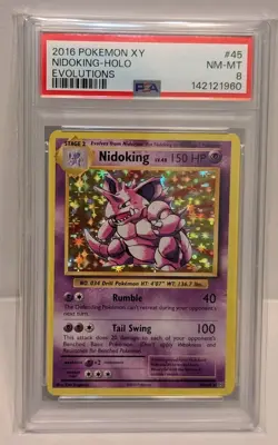 Pokemon TCG Nidoking Evolutions Holo Rare Card PSA 8 45/108 - Image 1