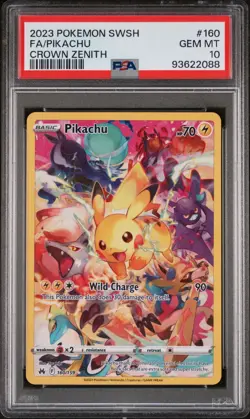 PSA 10 GEM MINT Pikachu 160 Full Art Secret Rare Crown Zenith Pokemon Card - Image 1