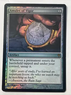 Magic: The Gathering Amulet of Vigor Rare Artifact Worldwake Foil Card - Image 1