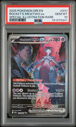 2025 POKEMON DRI EN-DESTINED RIVALS #231 TEAM ROCKET'S MEWTWO EX PSA 10 - Image 1
