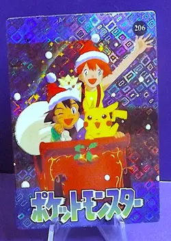 POKEMON POCKET MONSTERS VENDING PRISM STICKER 206 PIKACHU MISTY ASHE CHRISTMAS - Image 1