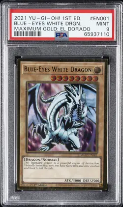 2021 YU-GI-OH! MAXIMUM GOLD: EL DORADO 1ST ED BLUE-EYES WHITE DRAGON PSA 9 - Image 1