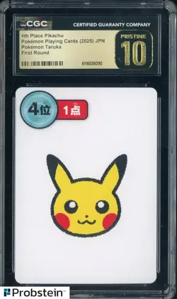 2025 Pokemon Japanese Taruka Playing Cards First Round 4th Pl Pikachu CGC 10 #1 - Image 1