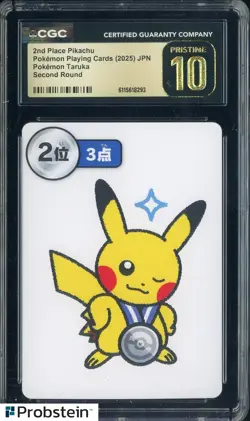 2025 Pokemon Japanese Taruka Playing Cards Second Round 2nd Pl Pikachu CGC 10 - Image 1
