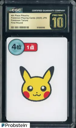 2025 Pokemon Japanese Taruka Playing Cards First Round 4th Pl Pikachu CGC 10 #2 - Image 1