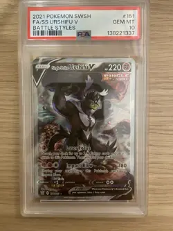 2021 POKEMON SWSH BATTLE STYLES #151 FULL ART/SINGLE STRIKE URSHIFU V PSA 10 - Image 1