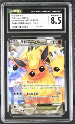 CGC 8.5 Flareon EX Generations RC28/RC32 Radiant Collection Holo Pokemon Card - Image 1