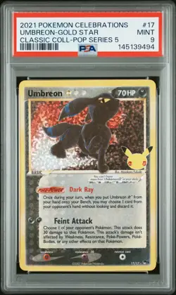 2021 POKEMON CELEBRATIONS CLASSIC COLL #17 UMBREON-GOLD STAR PSA 9 - Image 1