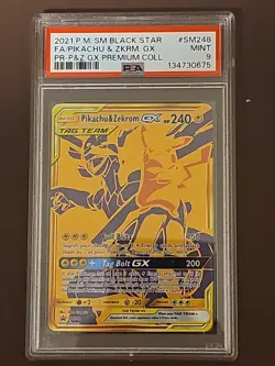 Pokemon TCG Pikachu & Zekrom GX SM248 Holo Promo Card Psa 9 - Image 1