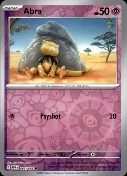 Pokemon Abra Common Reverse Holo MEW 063/165 NM - Image 1