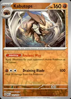 Pokemon Kabutops Rare Reverse Holo MEW 141/165 NM - Image 1