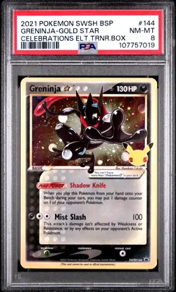 2021 POKEMON SWSH BLACK STAR PROMO #144 GRENINJA-GOLD STAR PSA 8 - Image 1