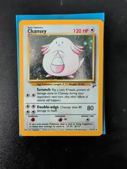 Pokemon Chansey Holo Rare 3/130 Base Set 2 Card NM WITH SWIRL - Image 1