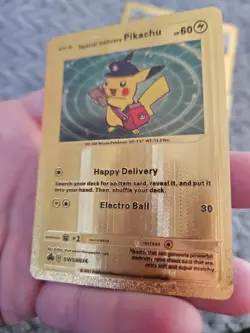 Pikachu LOT of 4 Gold Foil Vinyl Fan Art Textured Collector Cards Card MINT - Image 4