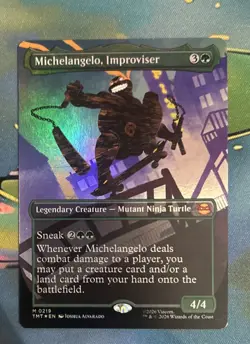 Michelangelo, Improviser (Borderless) [Teenage Mutant Ninja Turtles] Foil Near M - Image 1