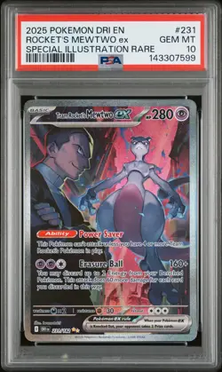 2025 POKEMON DRI EN-DESTINED RIVALS #231 TEAM ROCKET'S MEWTWO EX PSA 10 - Image 1