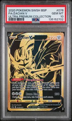 2020 POKEMON SWSH BLACK STAR PROMO #076 FA/ZACIAN V ULTRA PREMIUM COLLECTION - Image 1