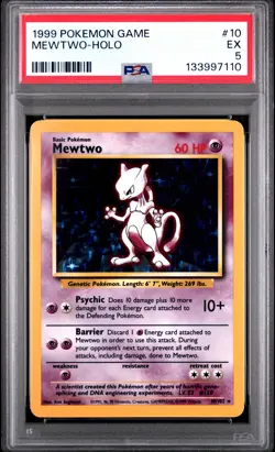 1999 POKEMON GAME #10 MEWTWO-HOLO PSA 5 - Image 1