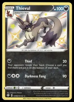 Pokemon TCG Shining Fates: Shiny Vault #SV082/SV122 Thievul NM - Image 1