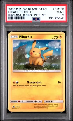 2019 POKEMON SM BLACK STAR PROMO #SM183 PIKACHU-HOLO PSA 9 - Image 1