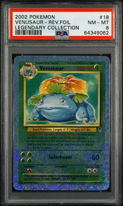 2002 POKEMON LEGENDARY COLLECTION #18 VENUSAUR-REVERSE FOIL PSA 8 - Image 1