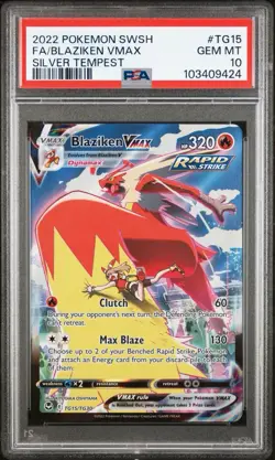 2022 Pokemon Blaziken VMAX TG15/TG30 Silver Tempest Trainer Gallery Holo PSA 10 - Image 1