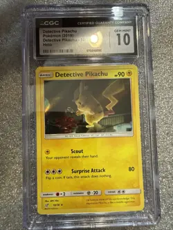 2019 POKEMON SUN & MOON DETECTIVE PIKACHU #10 DETECTIVE PIKACHU-HOLO PSA 10 - Image 1