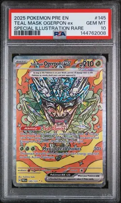 PSA 10 Teal Mask Ogerpon ex SIR 145/131 Prismatic Evolutions Pokemon TCG - Image 3