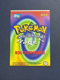 Charmander Topps Blue Logo E4 Of 12 Pokemon Card LP MISCUT ERROR - Image 2