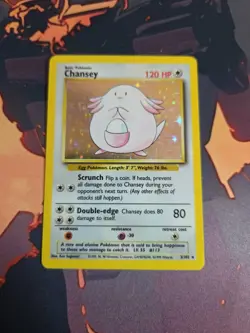 Pokemon TCG Card Wizards Chansey Base Set Holo Rare 3/102 1999 Trading Card MP - Image 1