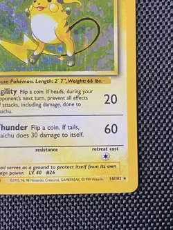 Pokemon TCG Base Set Raichu Holo Rare Card 14/102 Vintage LP Condition - Image 4