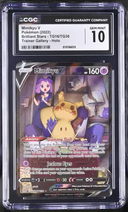 Mimikyu V TG16/TG30 CGC 10 - 2022 Pokemon Brilliant Stars Trainer Gallery - Image 1